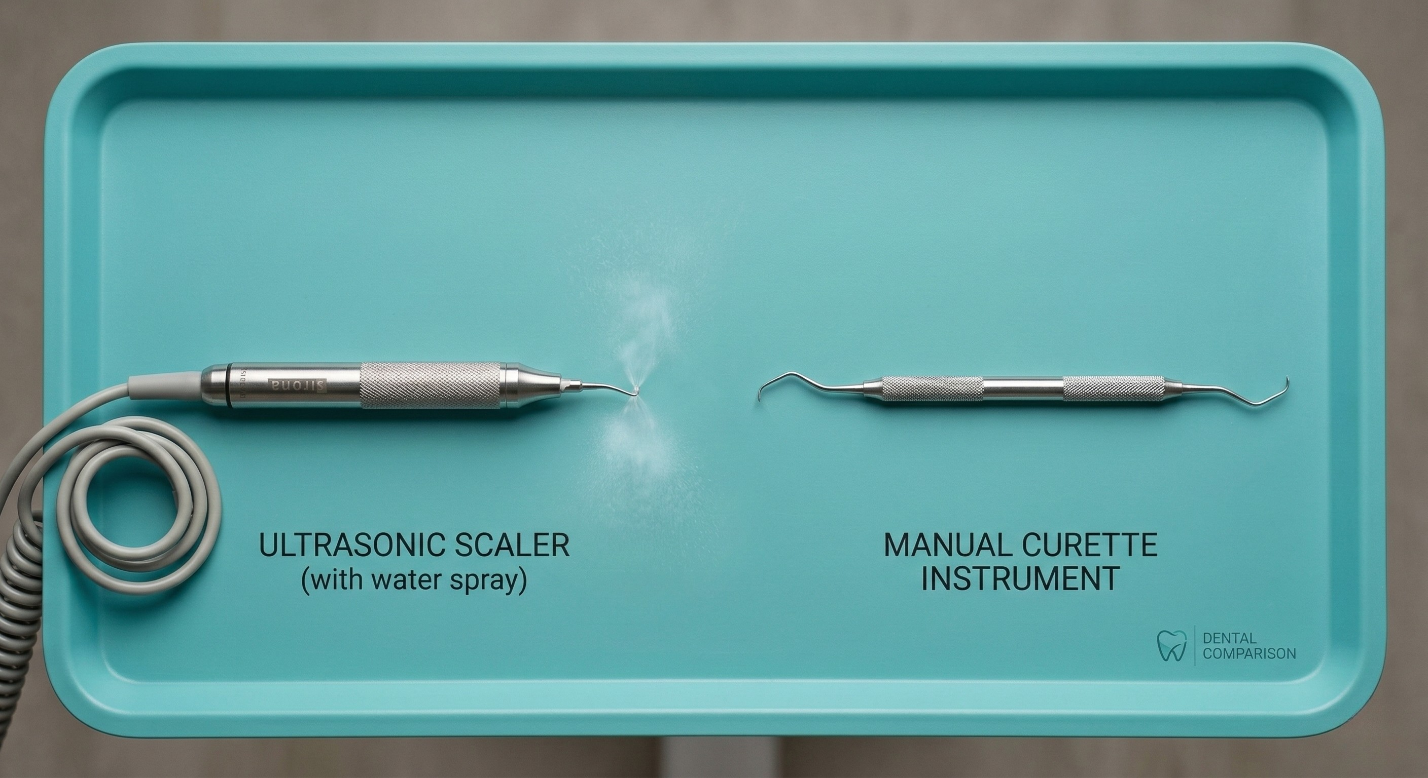 Ultrasonik scaler ve manuel küret diş taşı temizleme aletleri