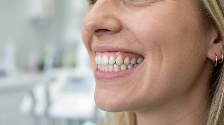 Woman smiling showing teeth gums d117e18b1f